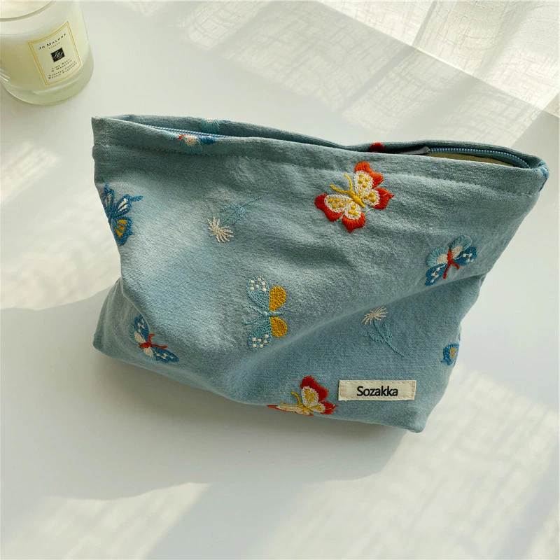 Embroidered Butterfly Makeup Bag