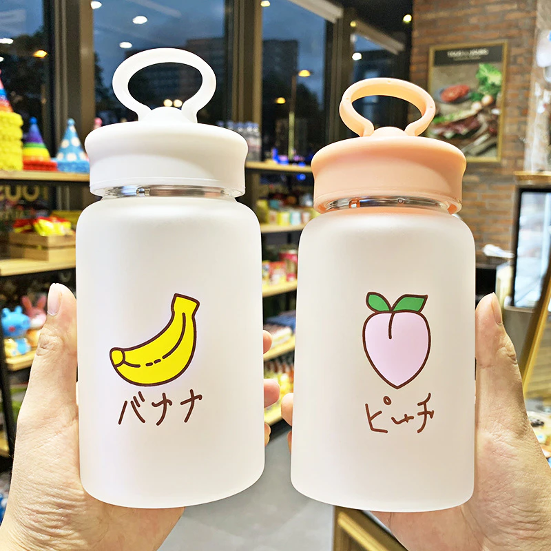 Frosted Glass Fruit Emoji Water Bottle