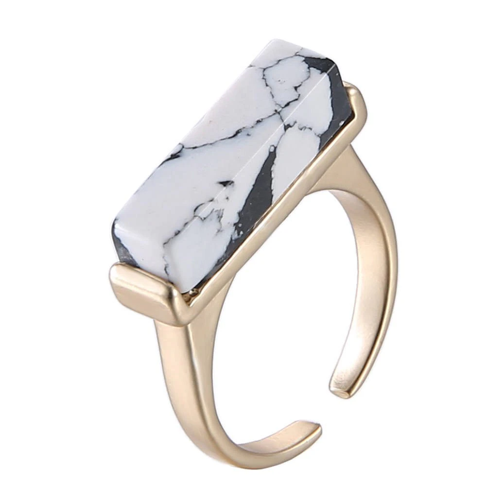 Marble Retangular Gold Ring