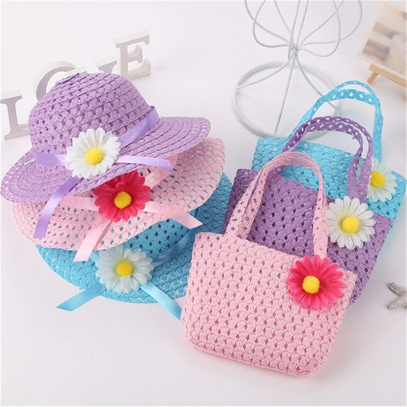 Floral Straw Hat and Tote