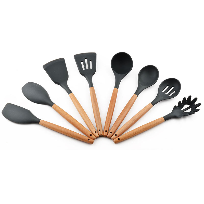 Wood Handle Silicone Kitchen Utensils