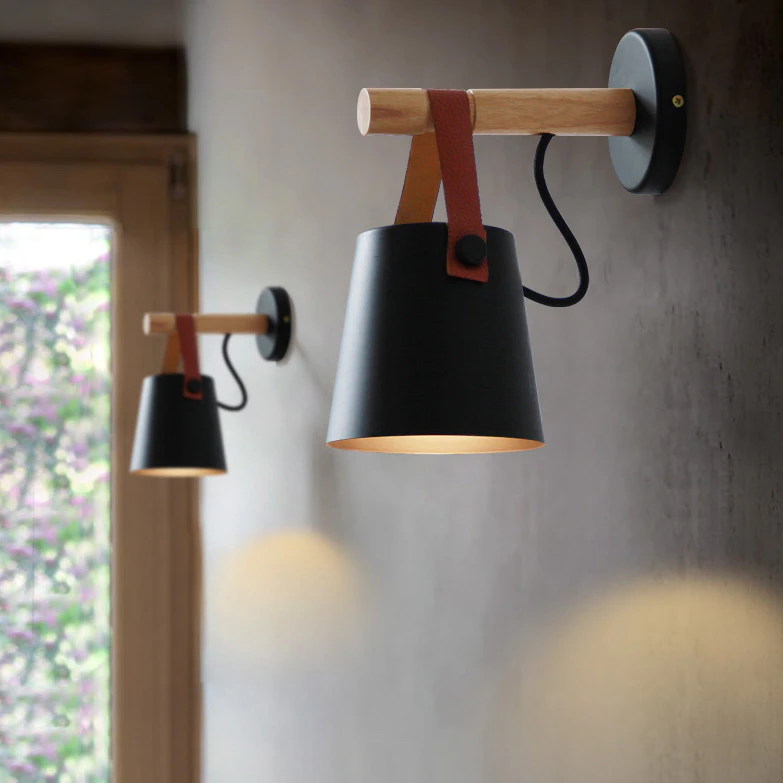 Nordic Wood & Leather Sconce