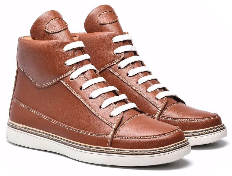 Mens Brown Microfibre Hightops