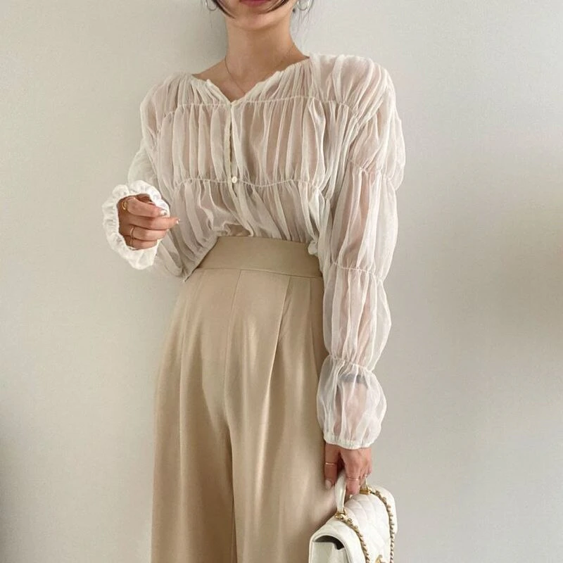 Pleated Chiffon Blouse