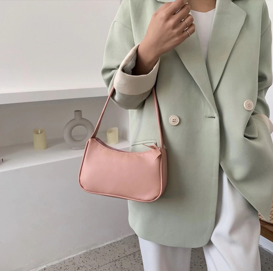 Structured Retro Leather Shoulder Bag