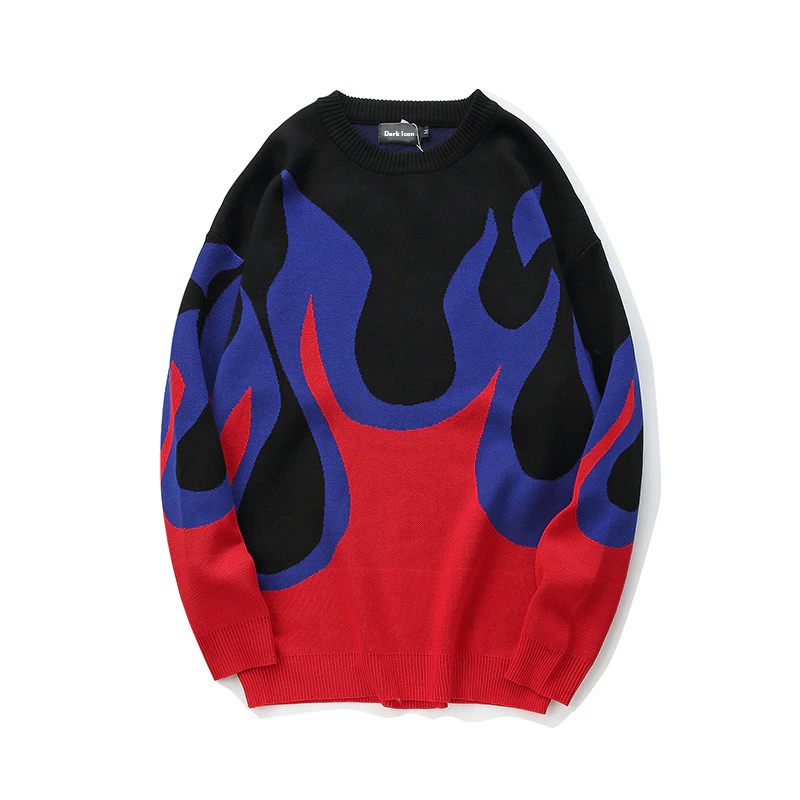 Knit Flame Pullover Sweater