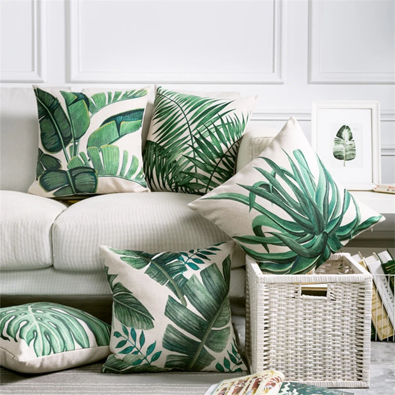 Green Leaf Pillow Covers