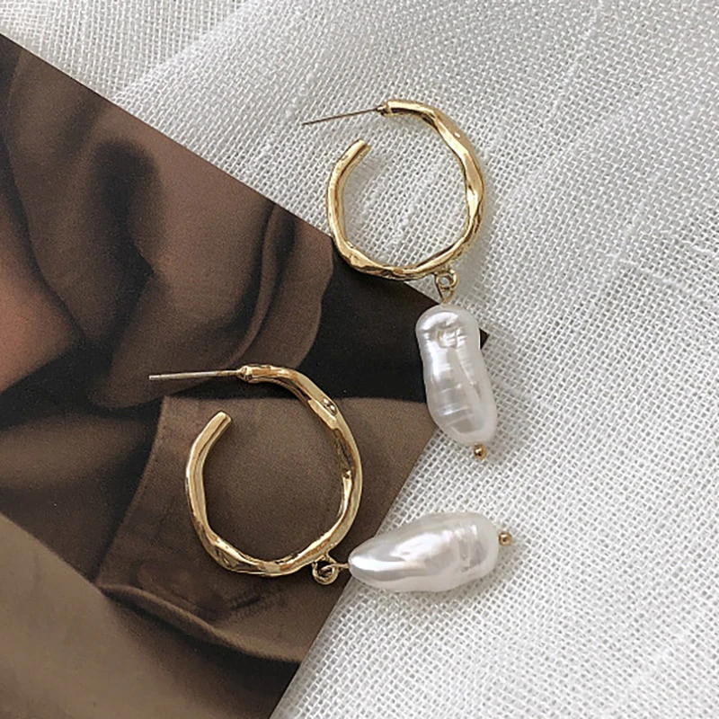 Gold Freshwater Pearl Hoop Earrings
