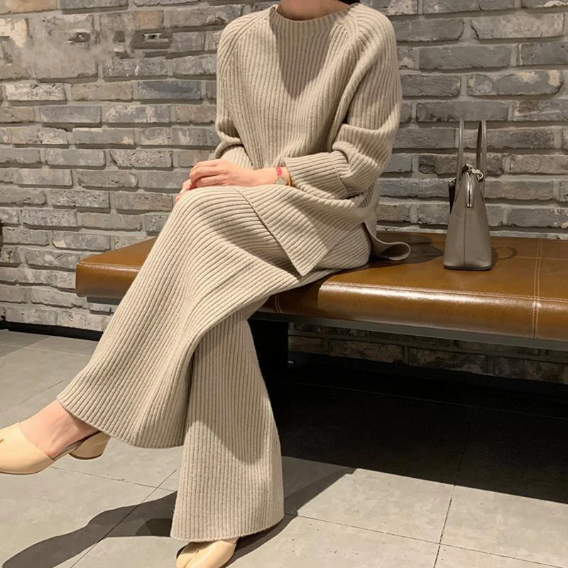 Beige Autumn Knit Set