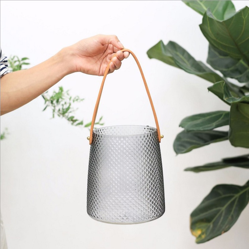 Leather Handle Glass Vase