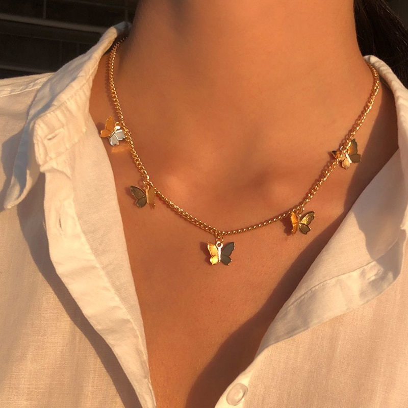 Gold Butterfly Chain Necklace