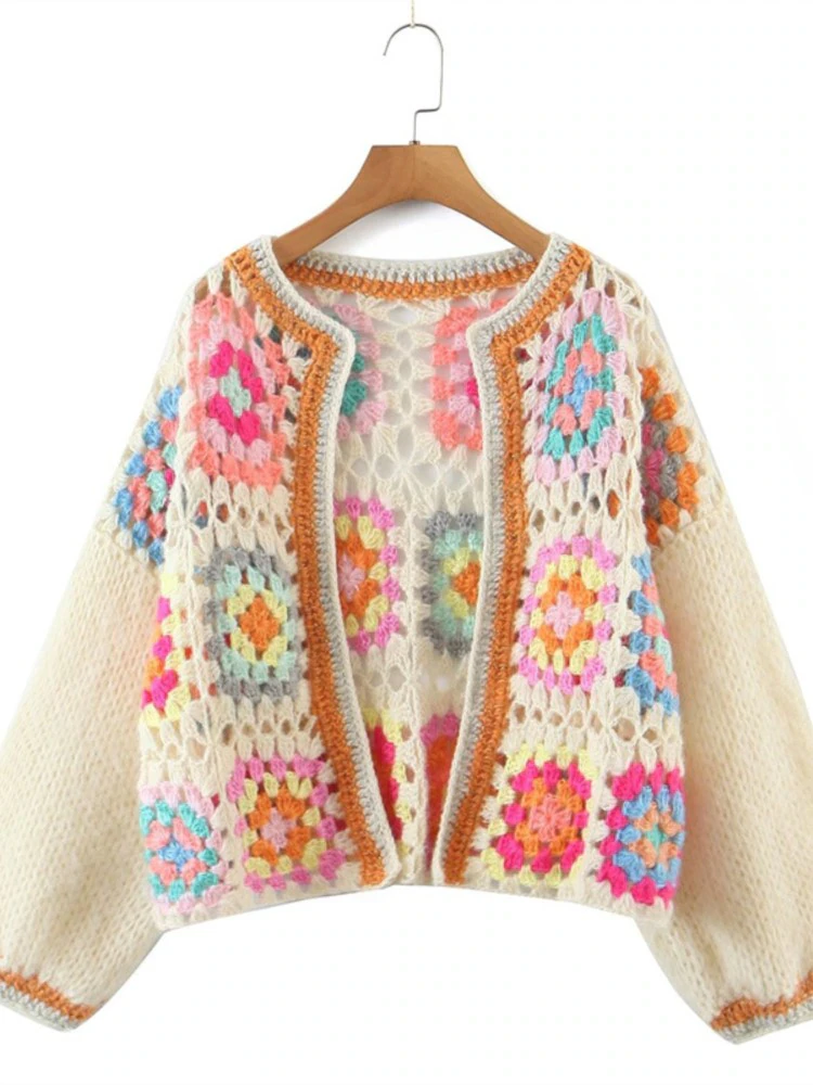 Chic Patchwork Knit Cardigan