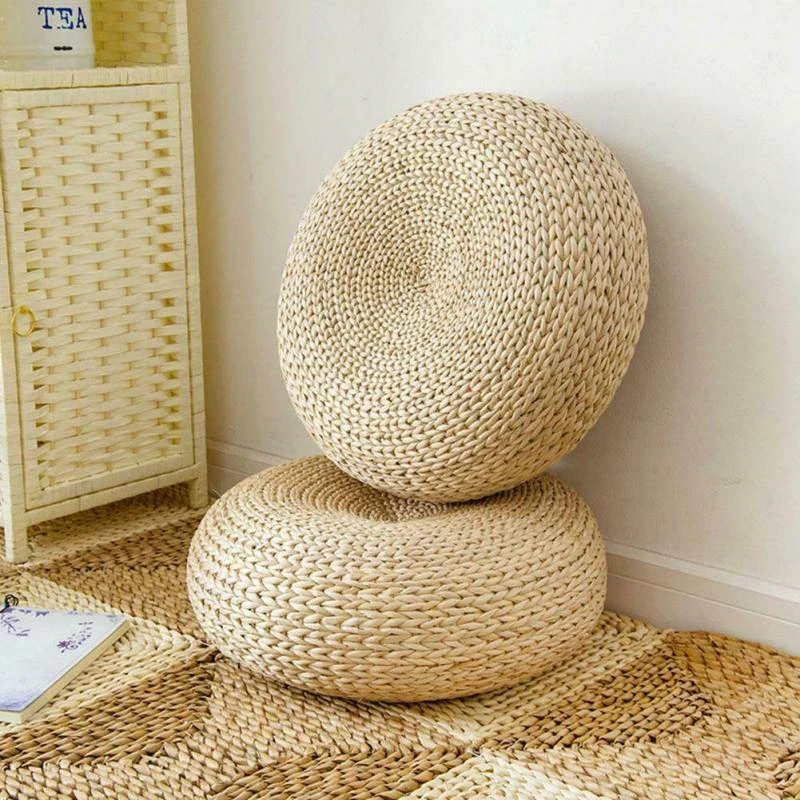 Hand-woven Japandi Pouf