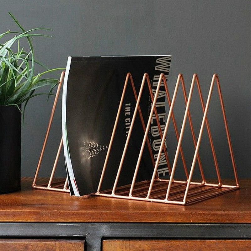 Modernist Geometric Gold Magazine Rack