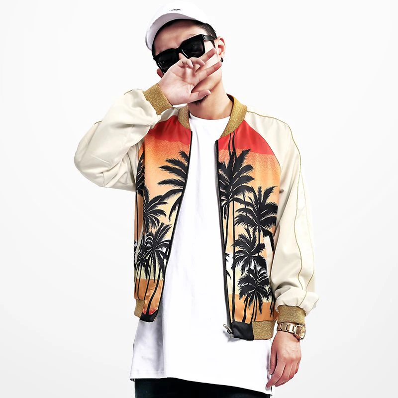 Beach Print Satin Jacker