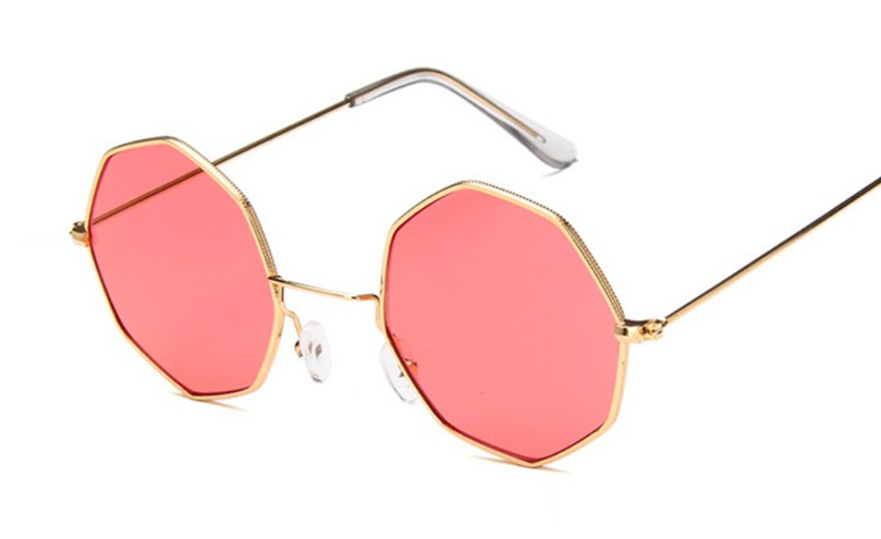 Retro Gold Rimmed Rose Tint Sunglasses