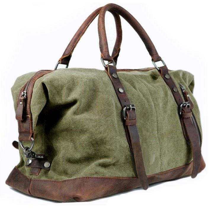 Large Canvas Leather Weekender Bag