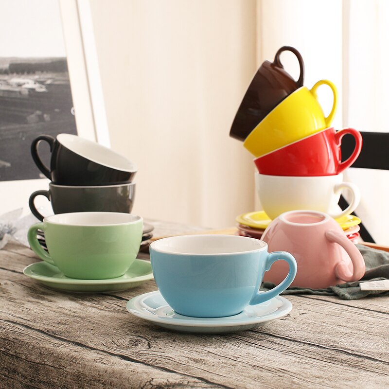 Classic Coloured Coffee Cup & Saucer