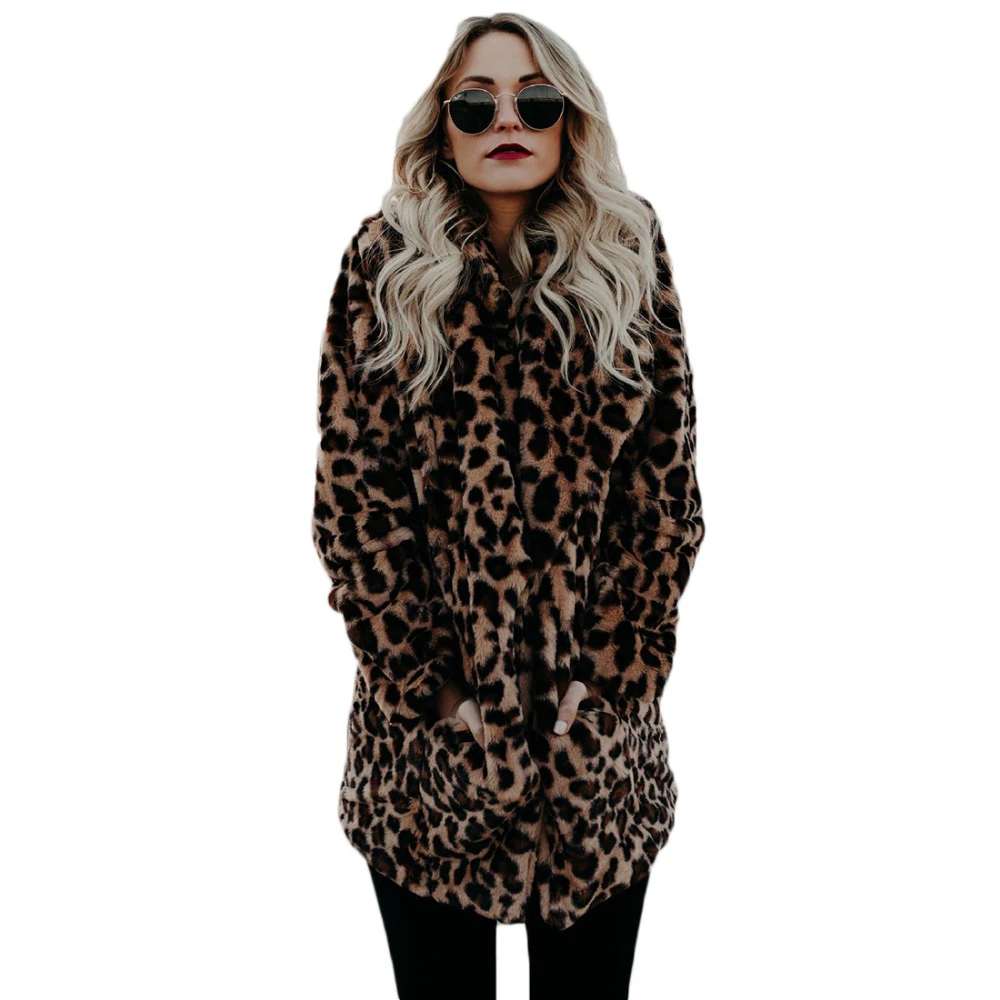 Leopard Print Faux Fur Coat