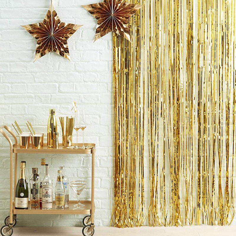 Gold Tinsel Party Backdrop