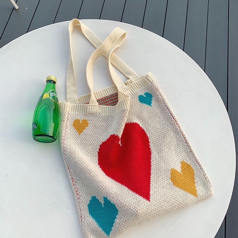Heart crochet tote bag, Women's Fashion, Bags & Wallets, Tote Bags on  Carousell