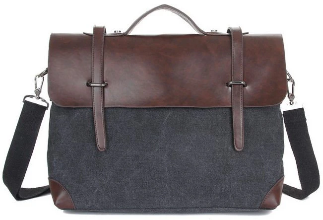 Leather Canvas Messenger Bag