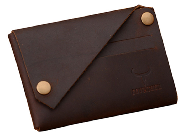 Genuine Leather Button Wallet