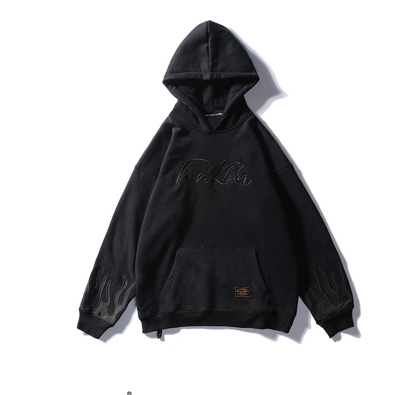 Flame Embroidered Pullover Hoodie