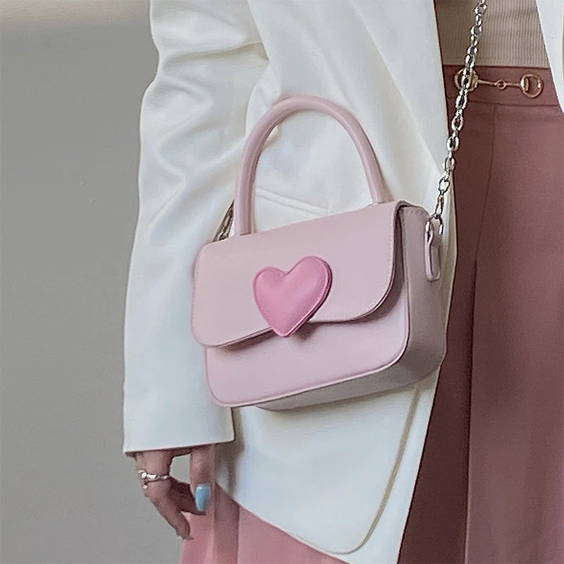 Pink Heart Chain Purse
