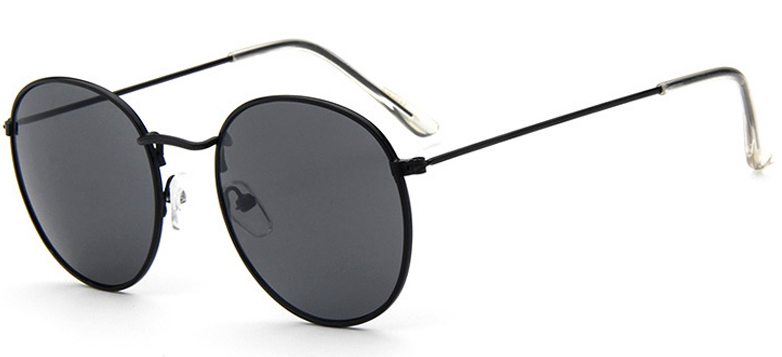 Black Frame Vintage Round Sunglasses