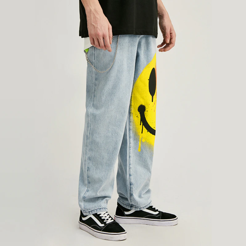 Smiley Painted Wash Denim Jeans