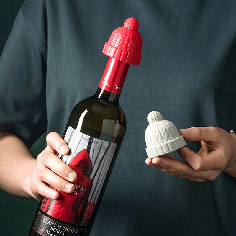 Silicon Knit Beanie Bottle Stopper