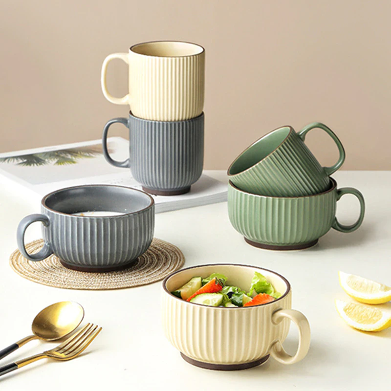 Ribbed Vintage Ceramic Mug