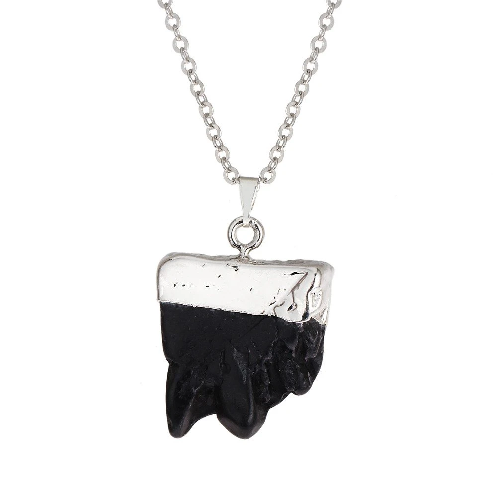 Silver Dipped Black Stone Pendant