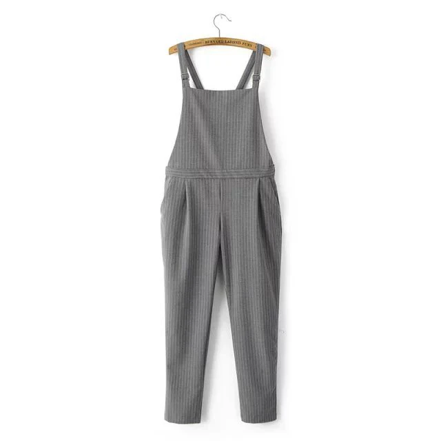 Grey Pinstripe Womens Overalls