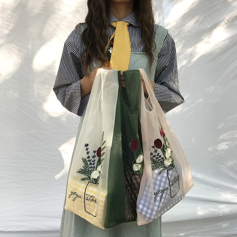 Embroidered Reusable Shopping Bag