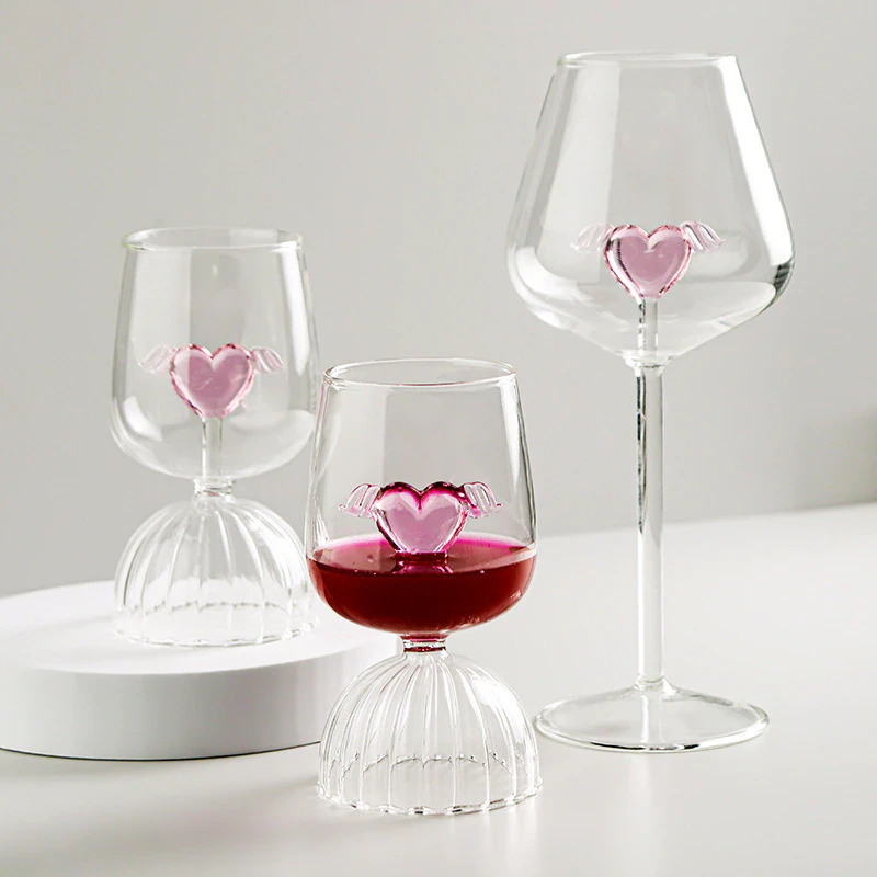 Pink Heart Wine Glass