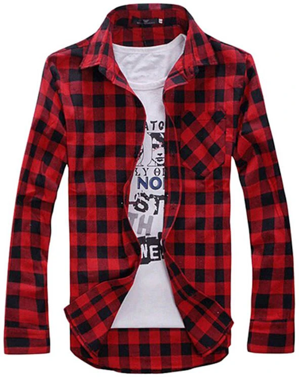Mens Casual Plaid Shirt