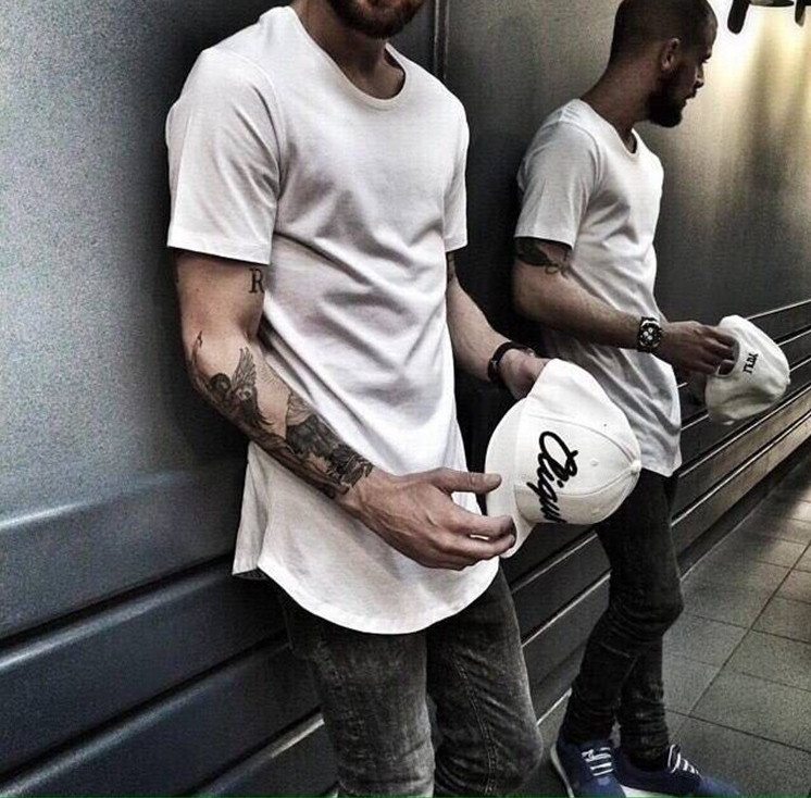 Mens Extended Curve Hem Tee