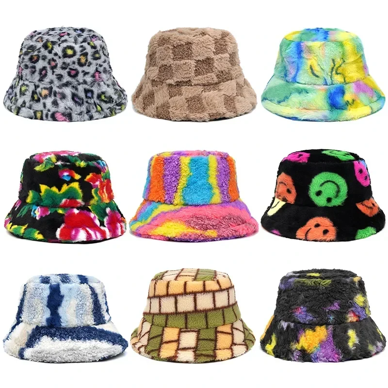 Printed Plush Bucket Hat