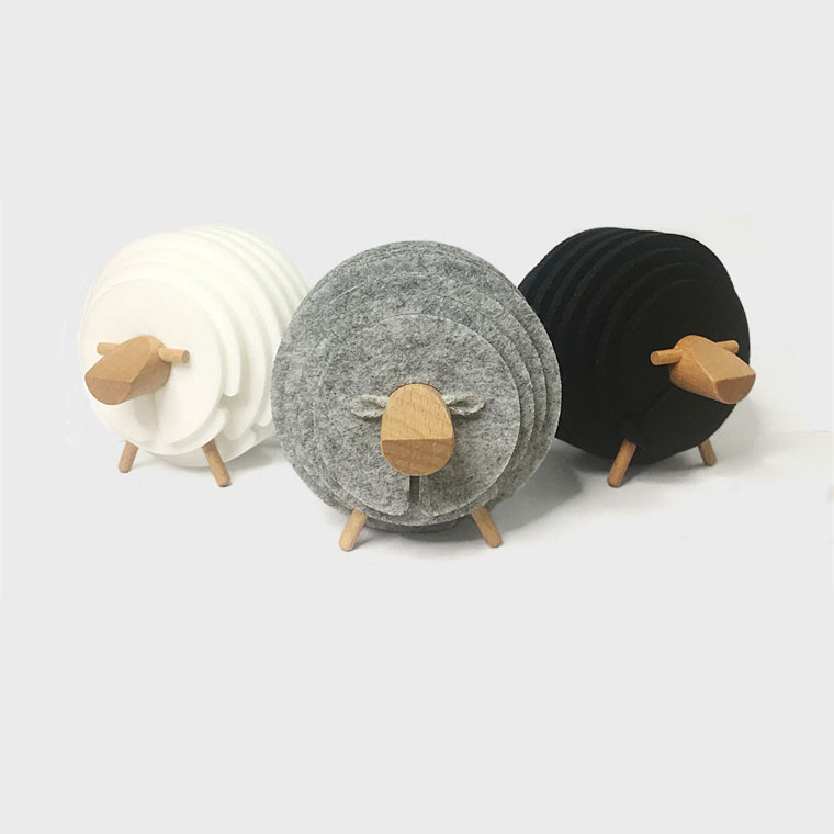 Felt Sheep Coaster Set
