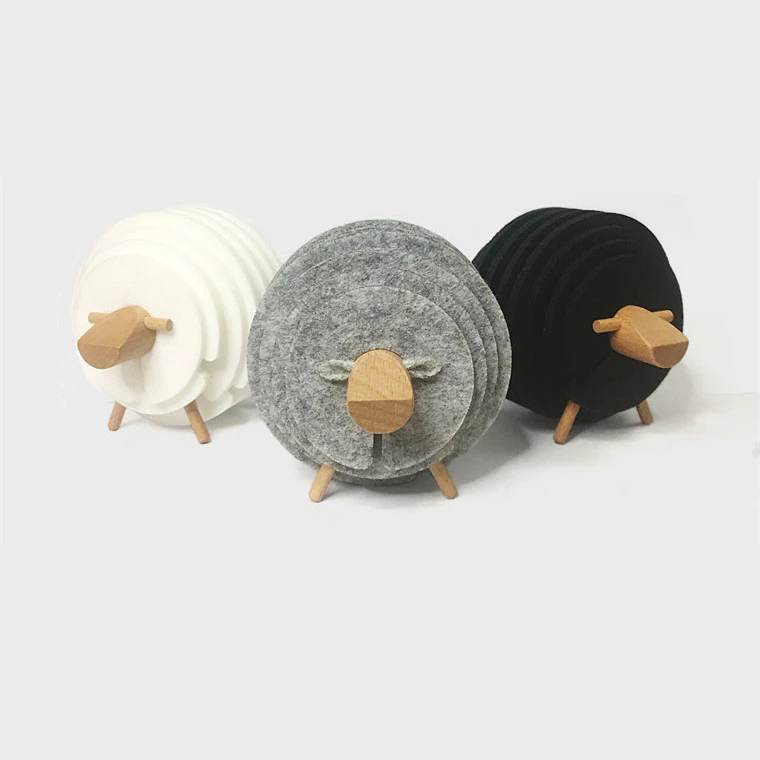Felt Sheep Coaster Set