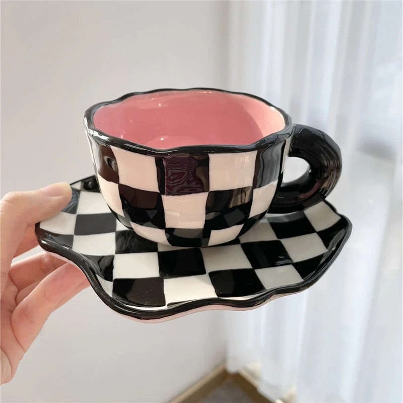 Checkered Cup & Saucer