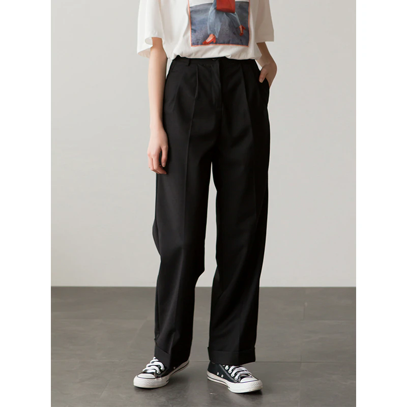 High Waist Straight Trousers