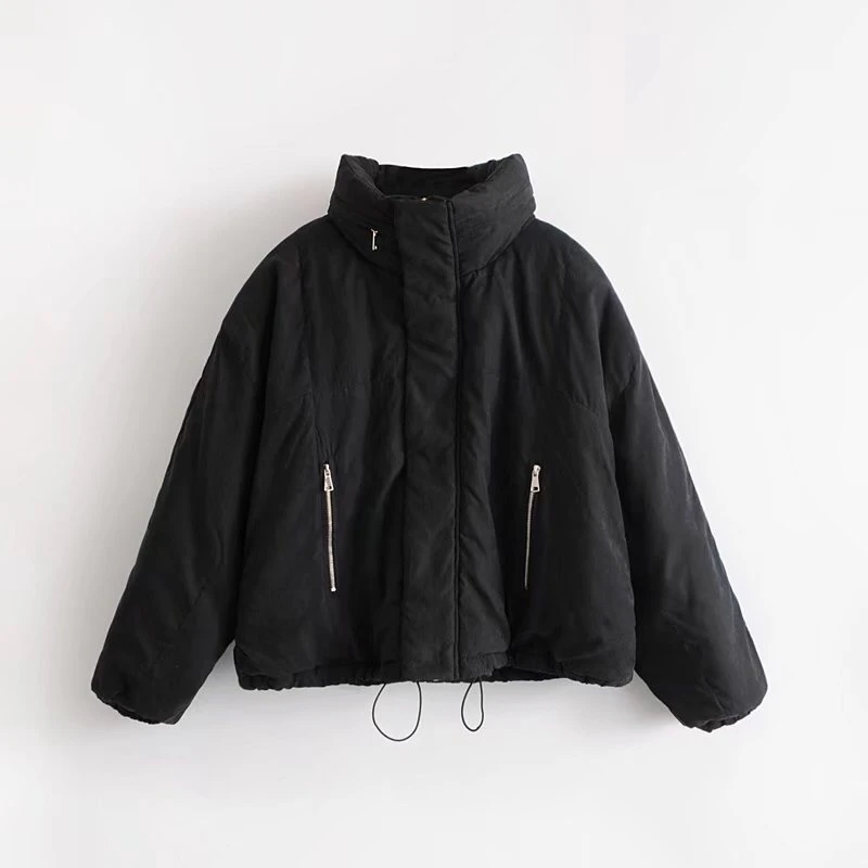 Womens Black High Neck Puffer Jacket