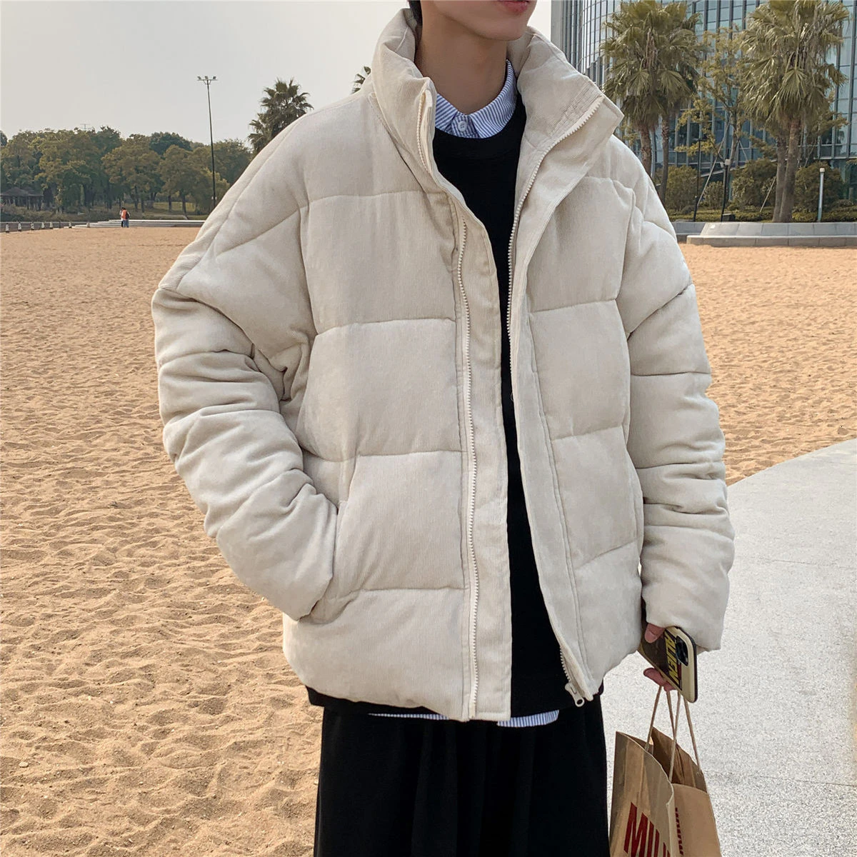 Mens Neutral Puffer Jacket