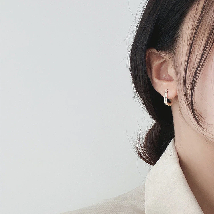 Jeweled Rounded Square Hoop Earrings