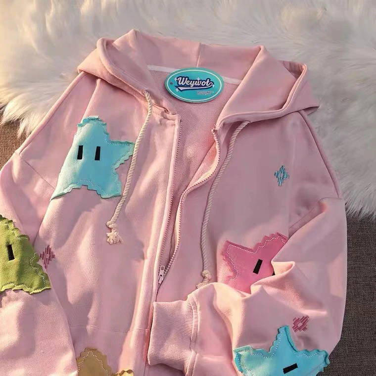 Patchwork Star Zip Hoodie