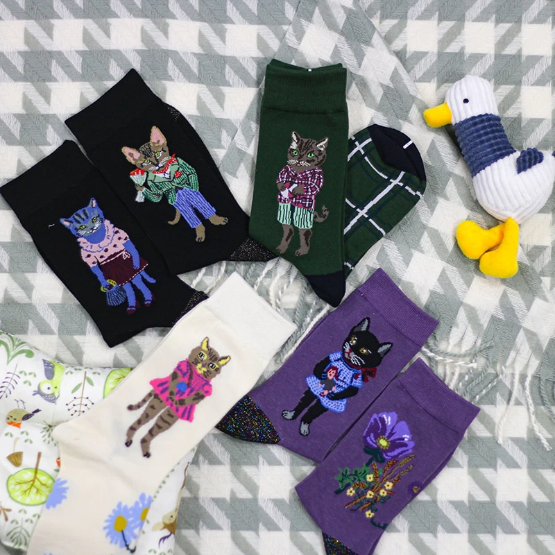 Colorful Cat Socks