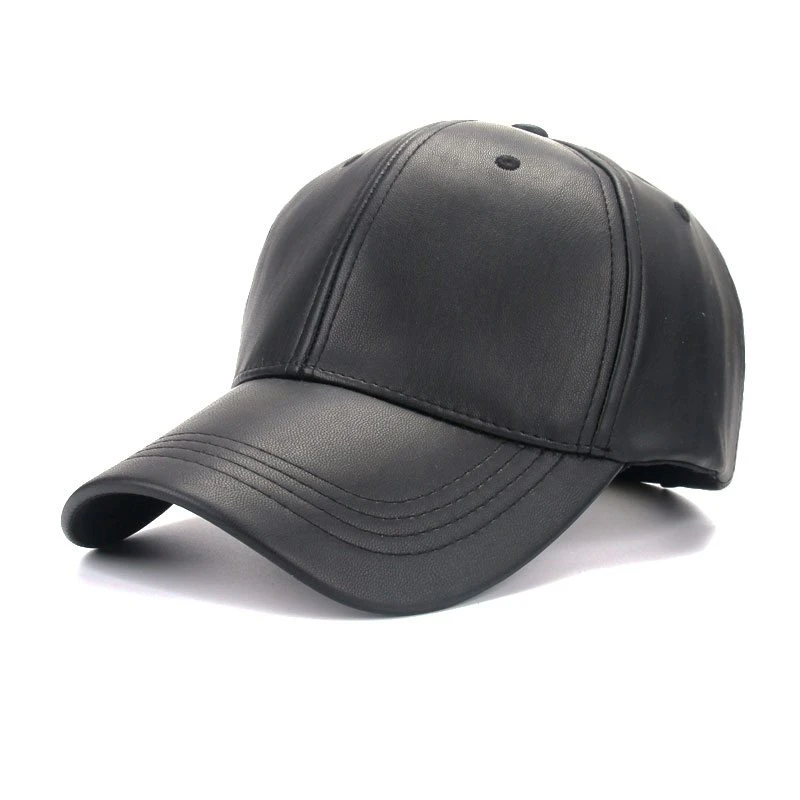 Black leather ballcap